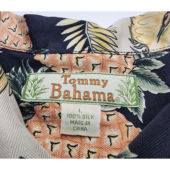 Tommy Bahama Relax IslandZone 100% Silk Pineapple Petals Tropical Camp Shirt VTG - Picture 3 of 10